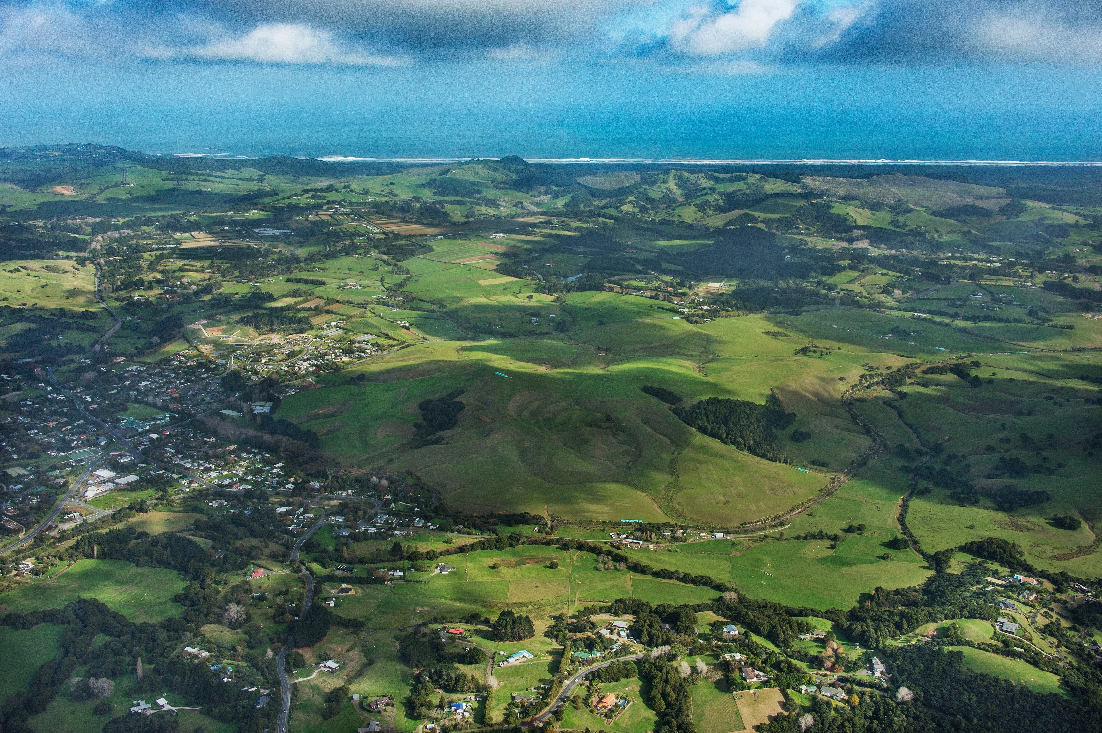Aerial view of the Waimauku countryside